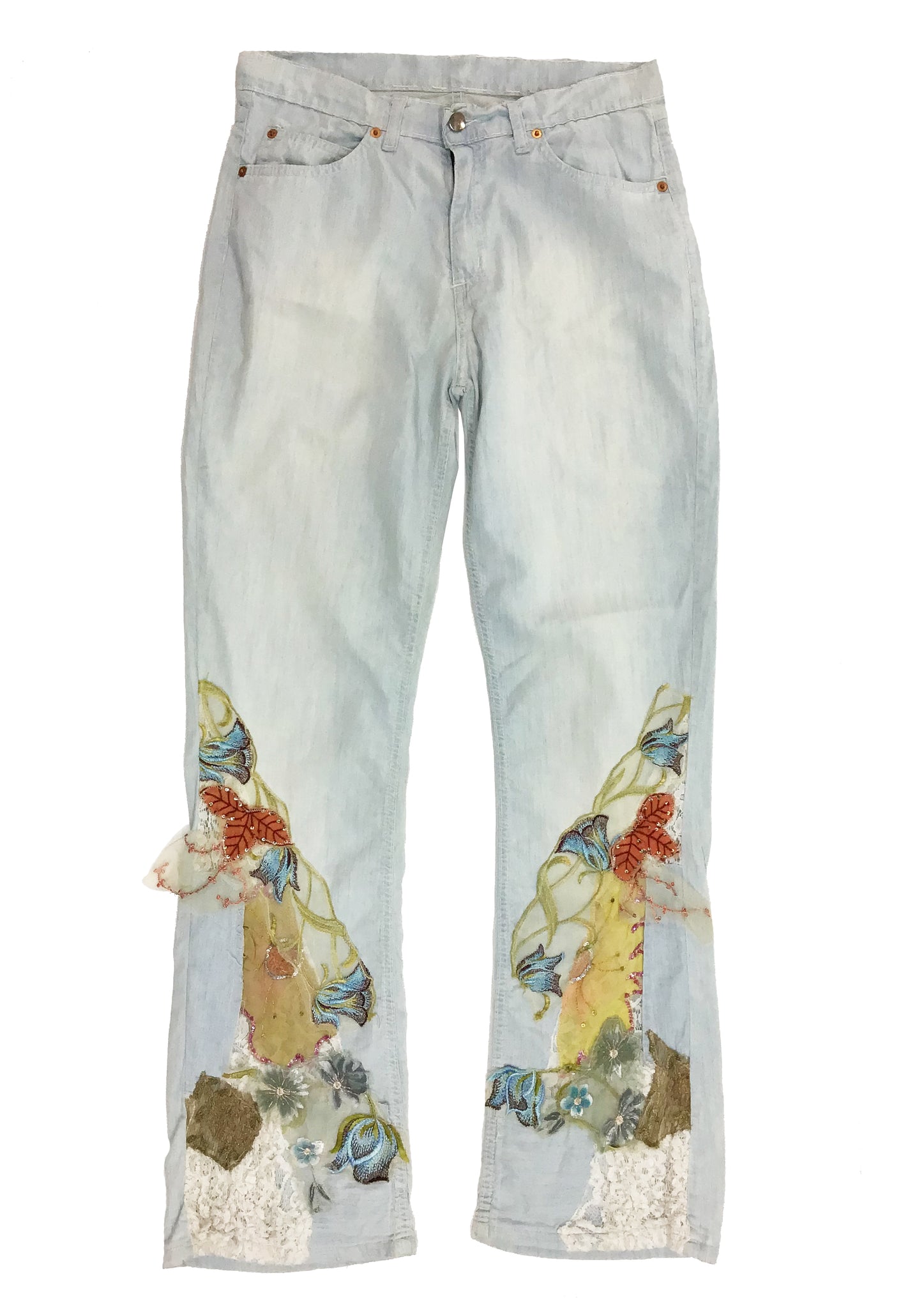 Norma Vintage_ flowers denim trousers