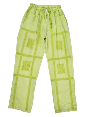 Norma Vintage_ acid green linen trousers