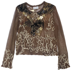 Norma Vintage _brown mesh top