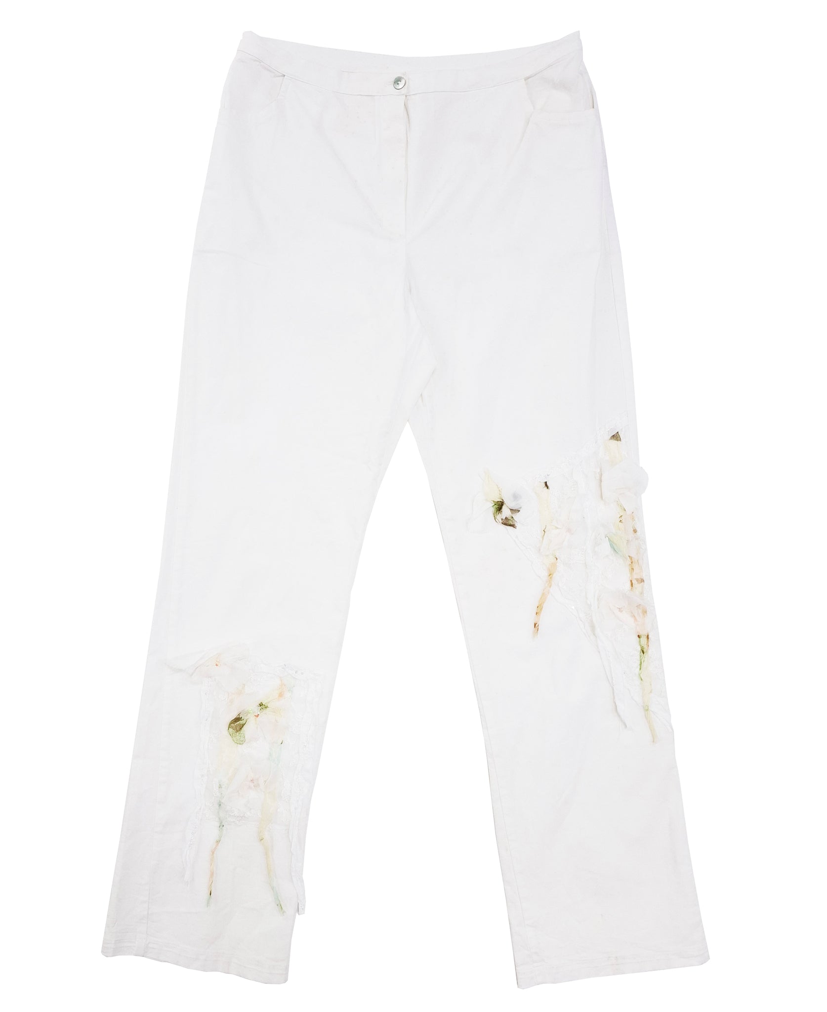 Norma Vintage _white flowers trousers