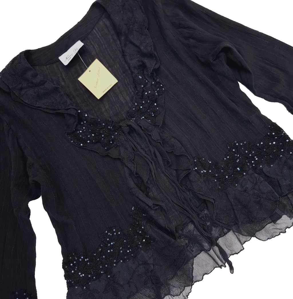 Norma Vintage _black ruffled top