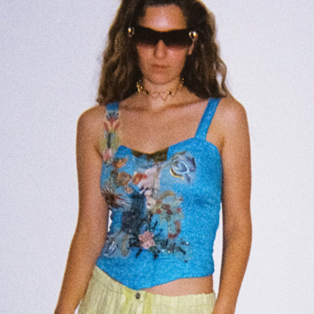 Norma Vintage_ blue fancy top