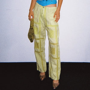 Norma Vintage_ acid green linen trousers