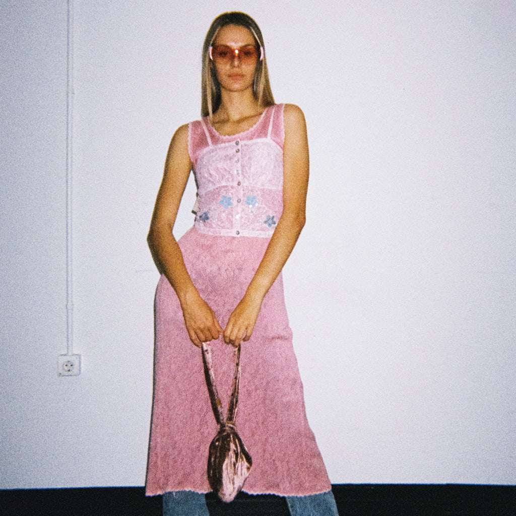 Norma Vintage _knit pink long dress