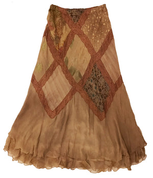 Norma Vintage _patchwork brown skirt
