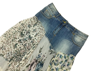 Norma Vintage_ denim skirt & silk