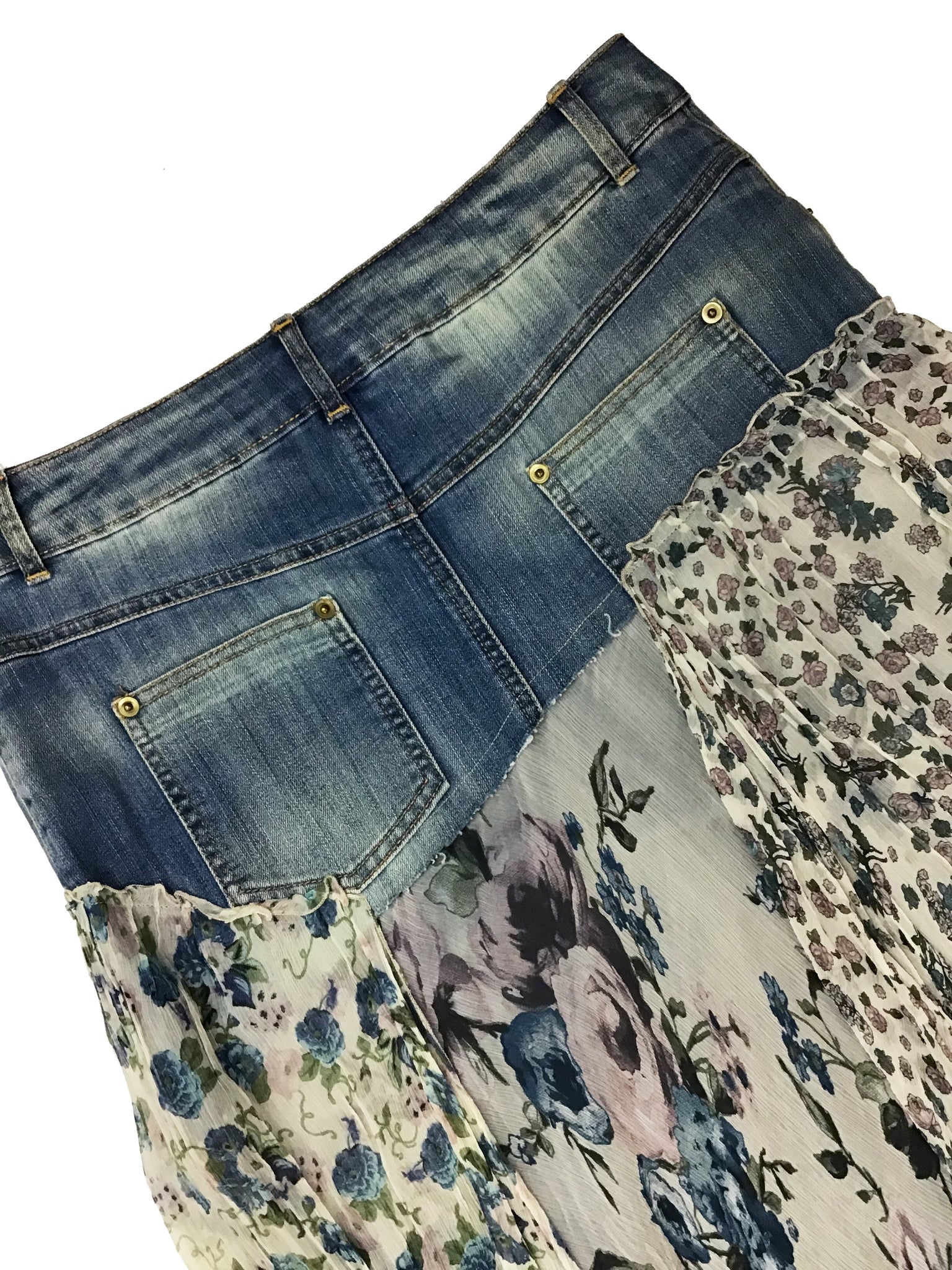 Norma Vintage_ denim skirt & silk