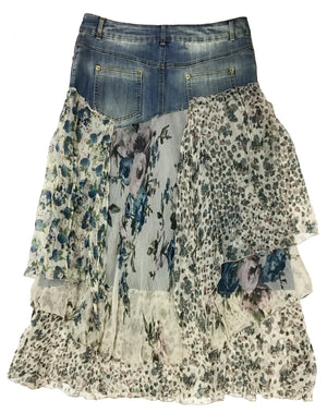 Norma Vintage_ denim skirt & silk