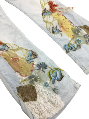 Norma Vintage_ flowers denim trousers
