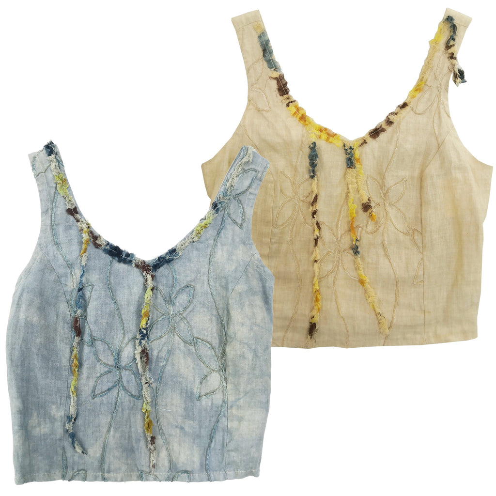 Norma Vintage _blue & beige flowers tops