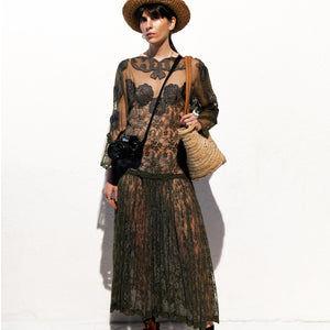 Norma Vintage _green lace dress