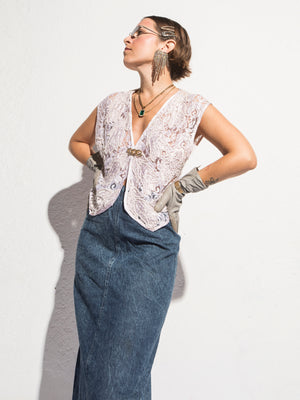 Norma Vintage _denim & lace skirt