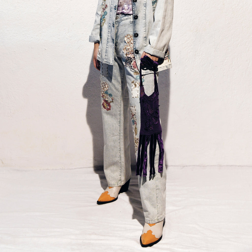Norma Vintage _flowers denim trousers