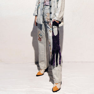 Norma Vintage _flowers denim trousers