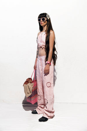 Norma Vintage _pink linen top