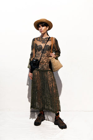 Norma Vintage _green lace dress