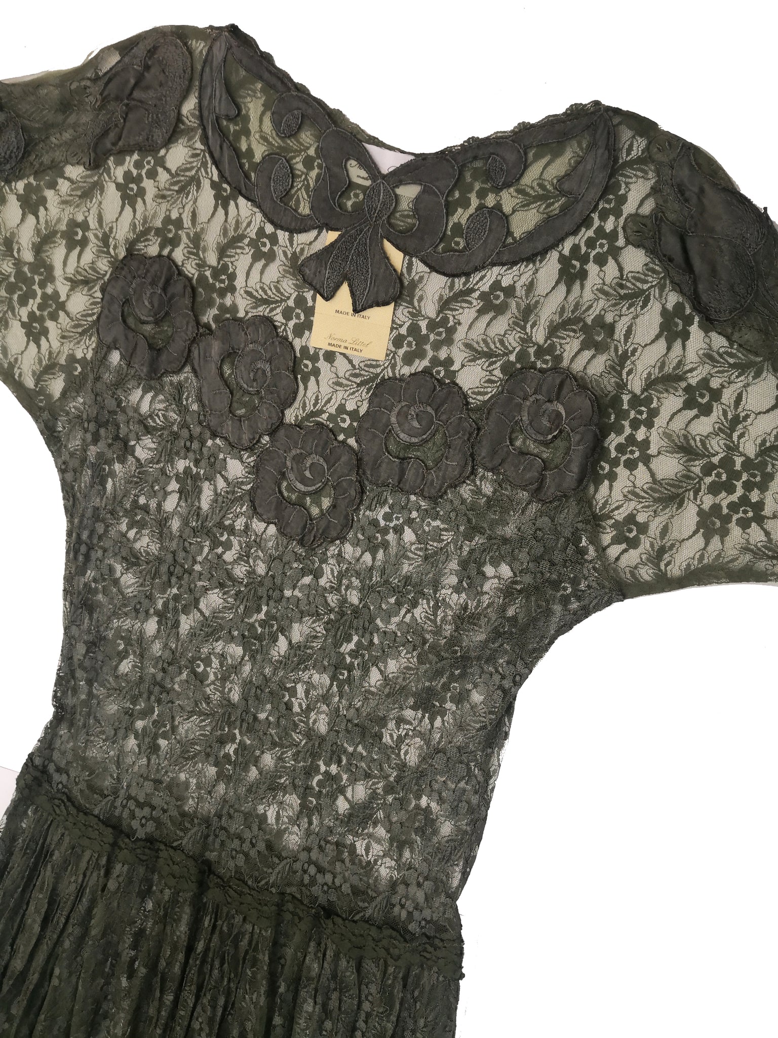 Norma Vintage _green lace dress