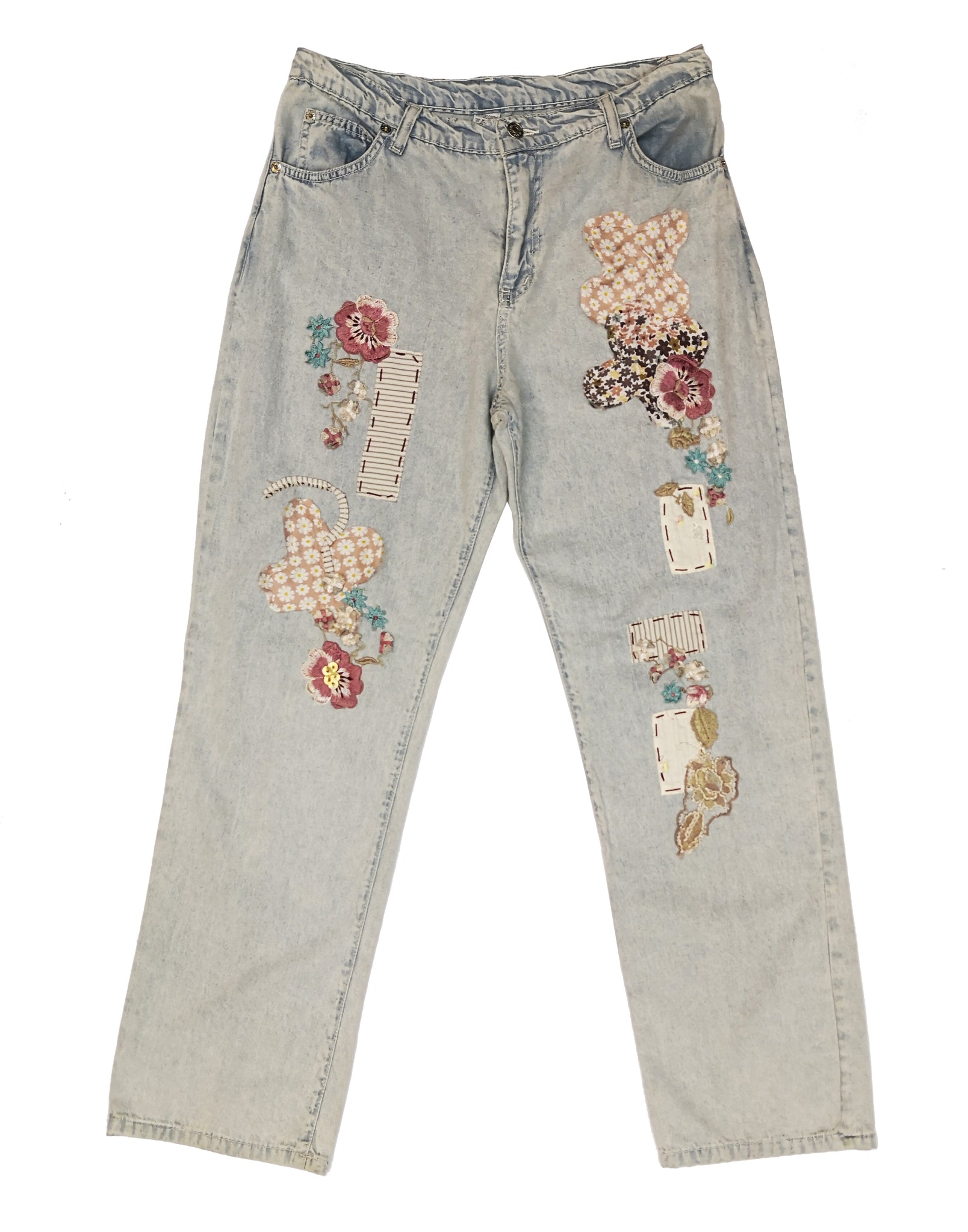 Norma Vintage _flowers denim trousers