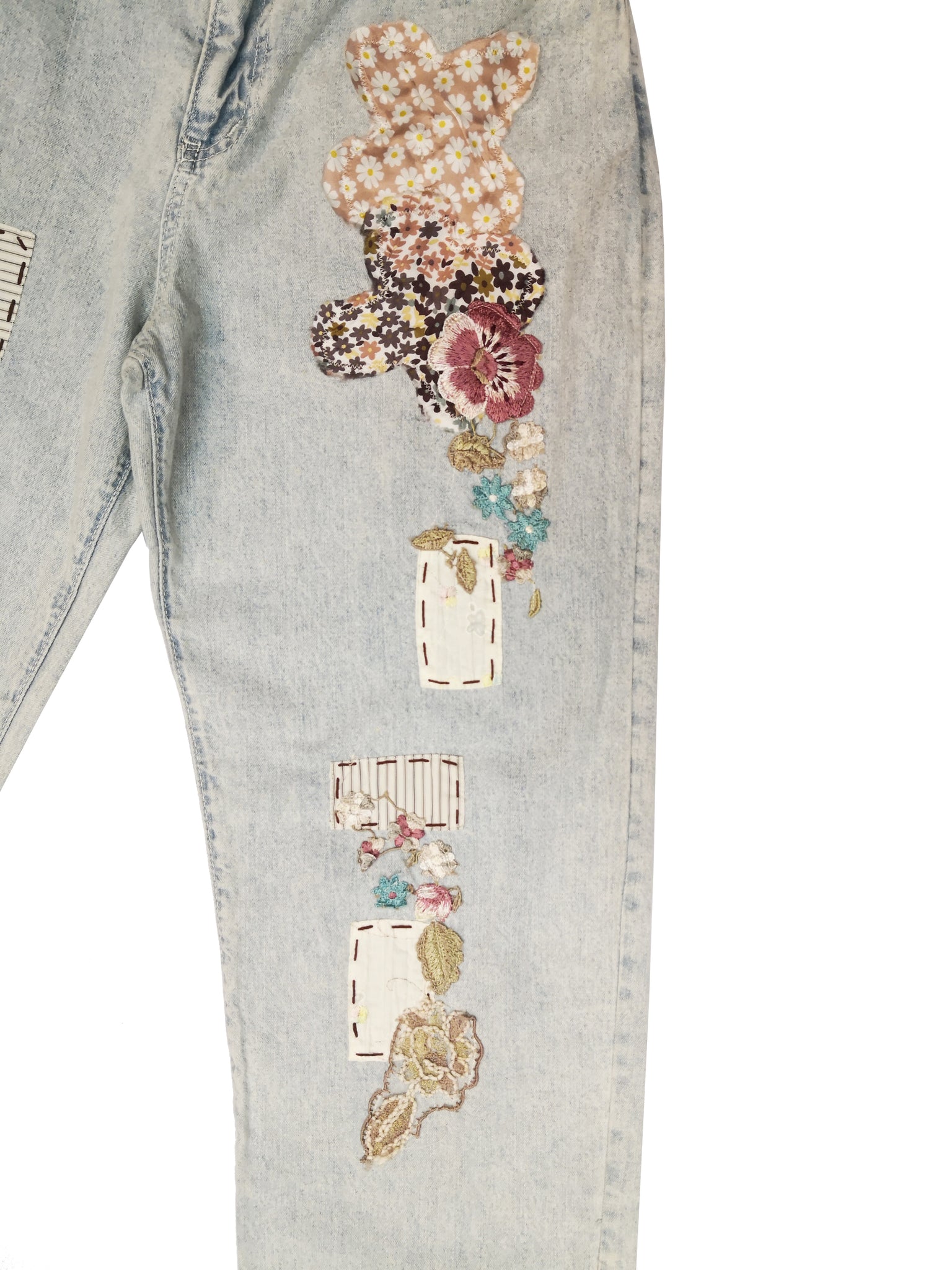 Norma Vintage _flowers denim trousers