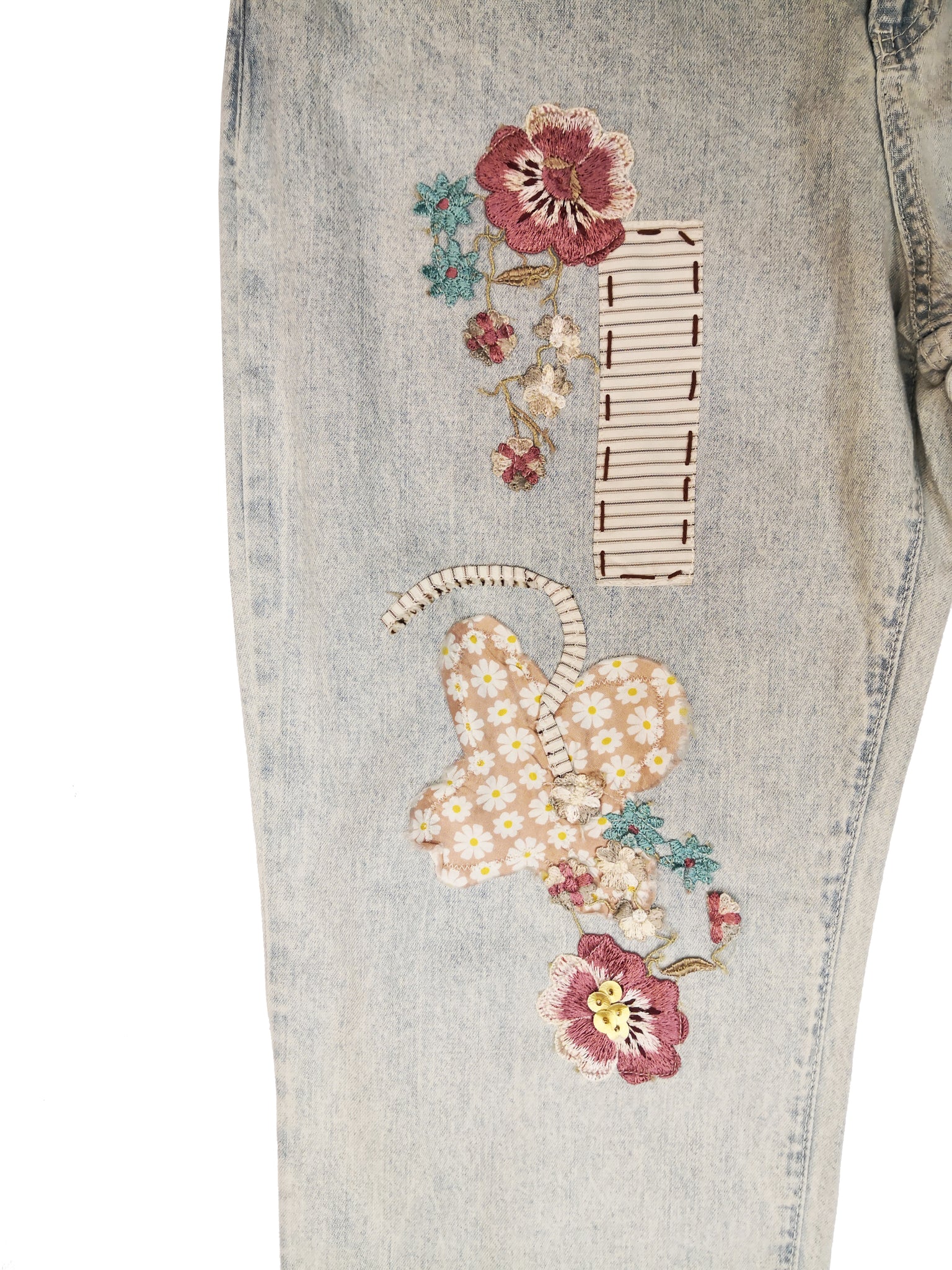 Norma Vintage _flowers denim trousers