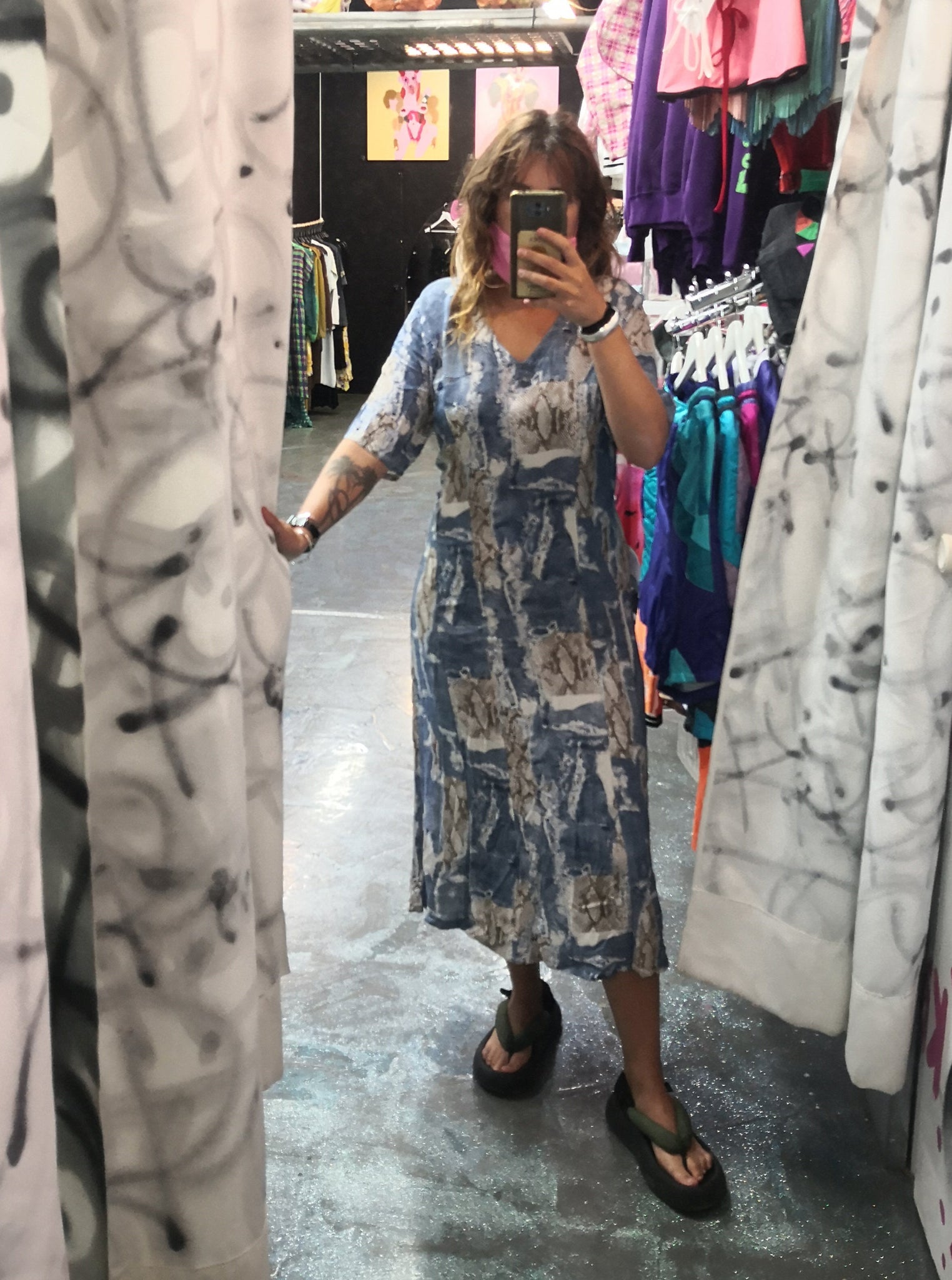 Norma Vintage _blue snake dress