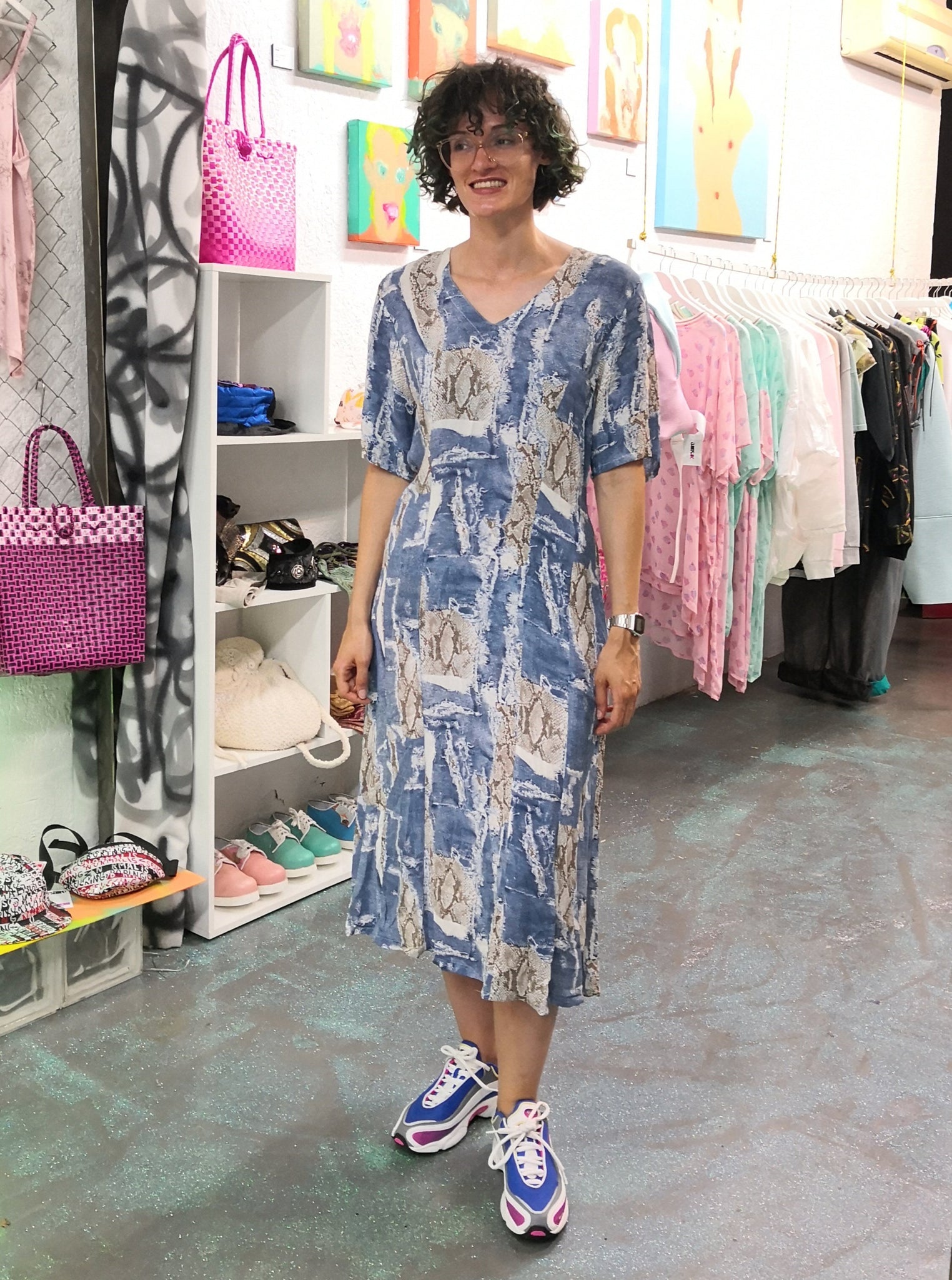 Norma Vintage _blue snake dress
