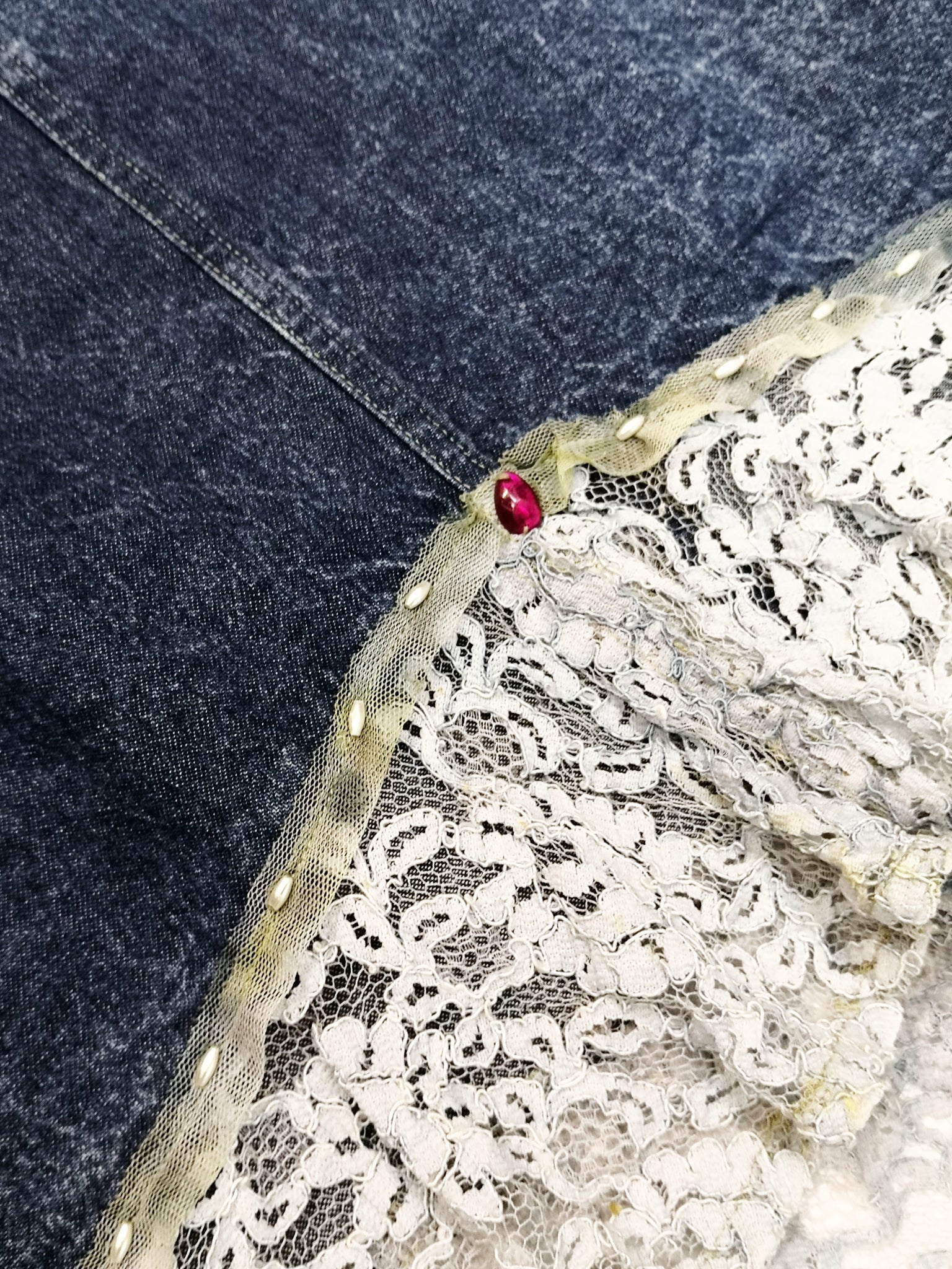 Norma Vintage _denim & lace skirt