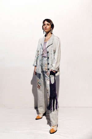 Norma Vintage _flowers denim trousers